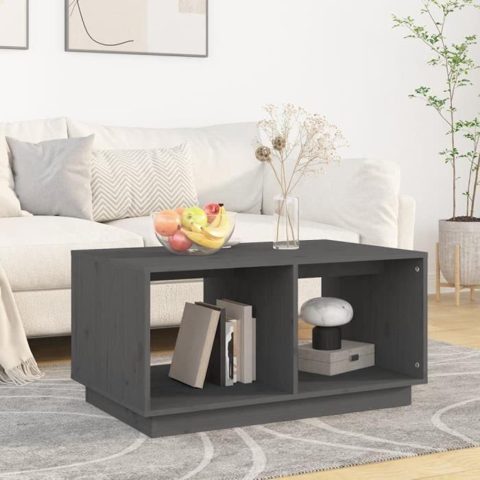 814436 vidaXL Table basse Gris 80x50x40 cm Bois massif de pin