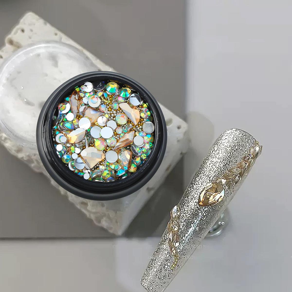 Набор неправильных страз с плоским дном для дизайна ногтей - Кристальный микс
