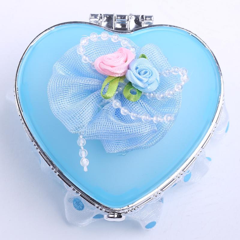 

Heart-Shaped Creative Jewelry Box Pink Girls Jewelry Storage Box Student Dormitory Love Heart Mirror Make Up Organizer Box