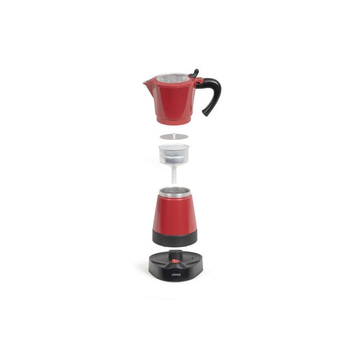 Cafetière Italienne Électrique Rouge 6 Tasses