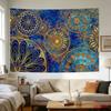 Luxury Blue Gold Mandala Tapestry Boho Geometric Tribal Wall Hanging Decor for Living Room Bedroom Home Decoration