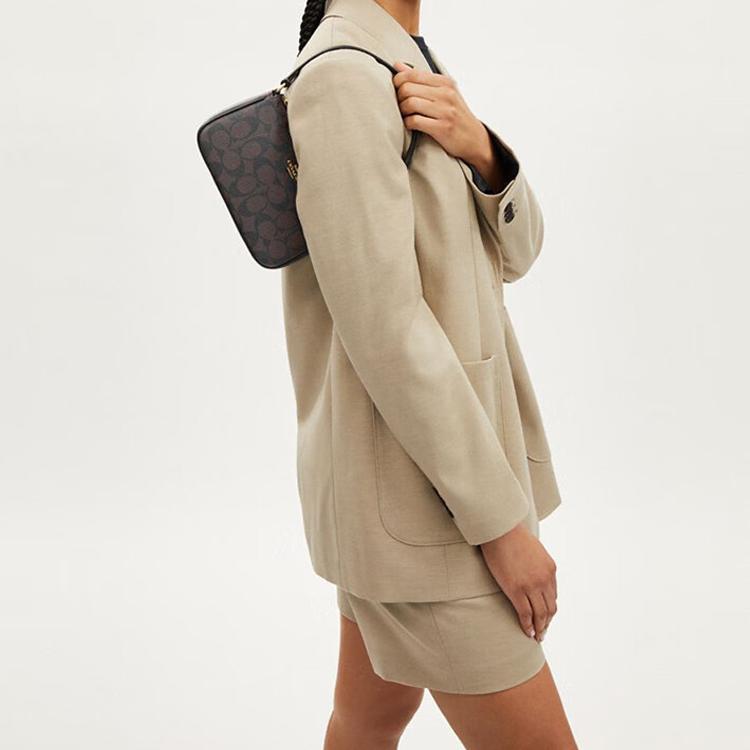 Coach Nolita 19 Vintage Classic Logo PVC Leather Underarm Bag Mahjong Clutch Handheld Shoulder Bag Small Women Bags Brown CS442-IMAA8