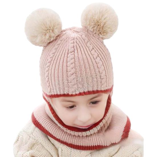 Toamnă iarnă Pălărie pentru copii tricotată groasă, caldă, moale, blană, decorare cu minge, elasticitate ridicată, protecție completă, rezistentă la frig, șapcă de iarnă, unisex.