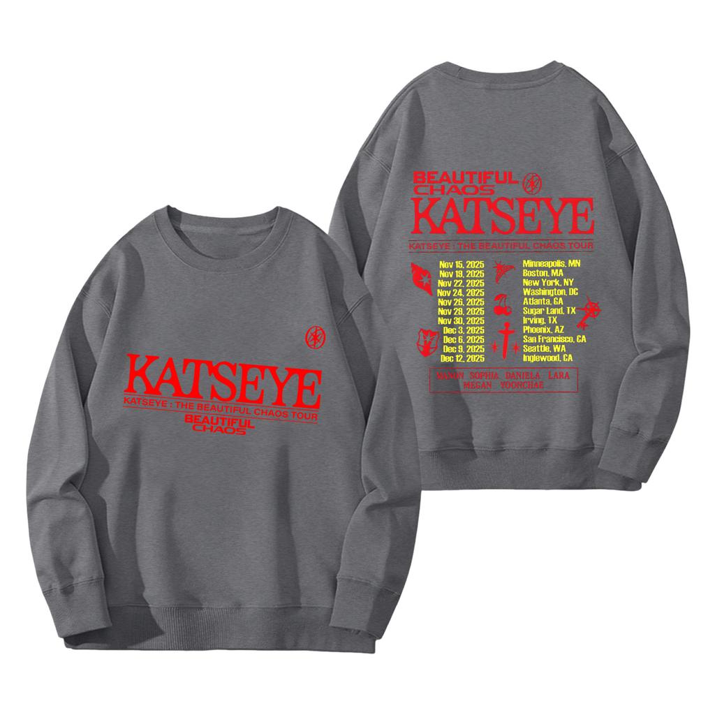 Damenmode Langarm Print Rundhals Lockerer Pullover Sweater Top