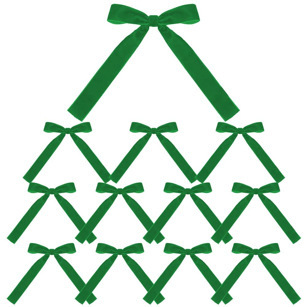 12pcs retro Burgundy Velvet Bows for Christmas Tree Decorations Wreath Garland Velvet Bows with Twist Tie 18x13x2.5cm