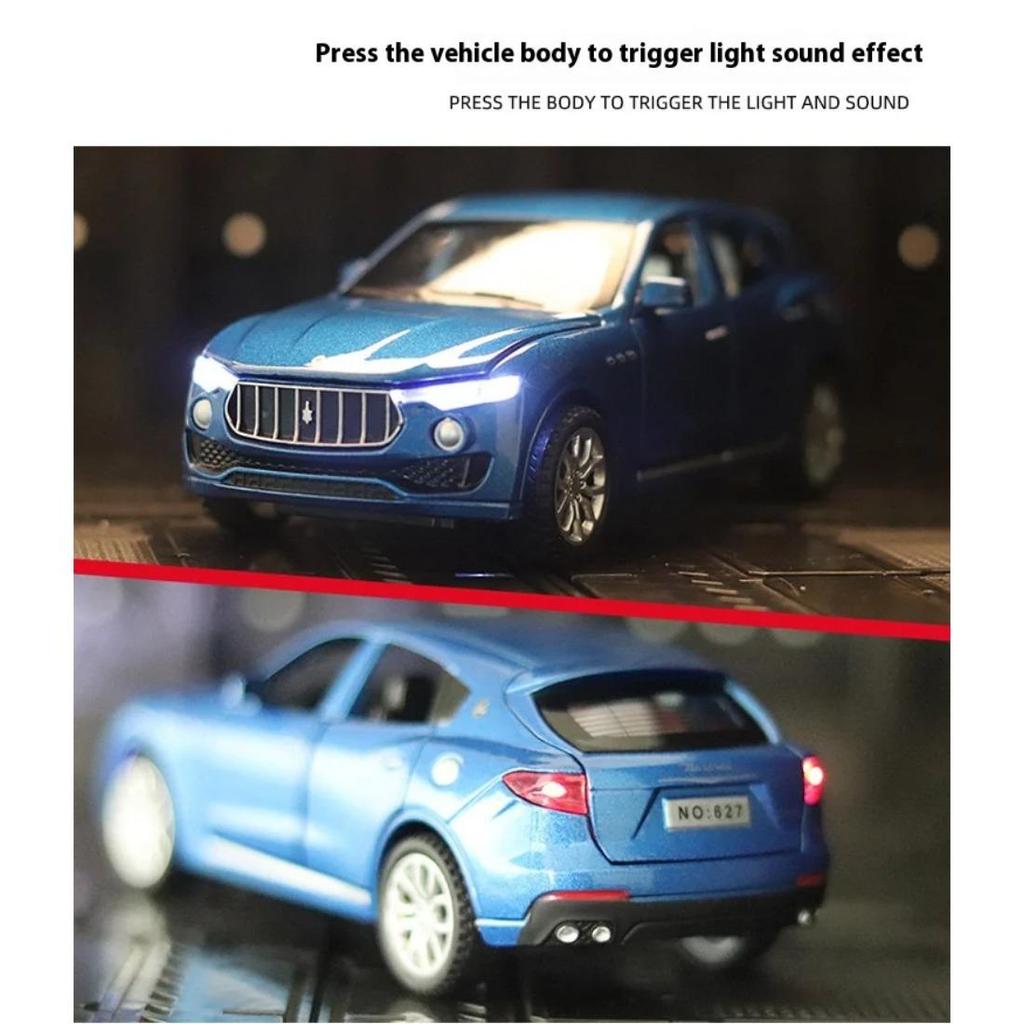 Modello di Auto in Lega SUV Maserati Levante Scala 1/32 Diecast Metallo Giocattolo Suono e Luce Giocattolo a Retrazione Collezione Auto in Miniatura Giocattoli Regalo