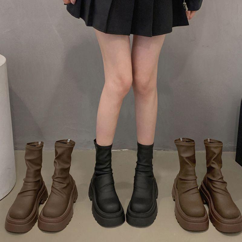 Temperament foreign style simple small man thick heel thin boots children wasteland wind short boots women's autumn 2025 new