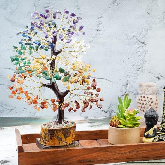 Arbre De Vie Cristal 7 Chakras Naturel - Arbre De Cristal Feng Shui Pour Énergie Positive, Guérison Et Harmonie Maison