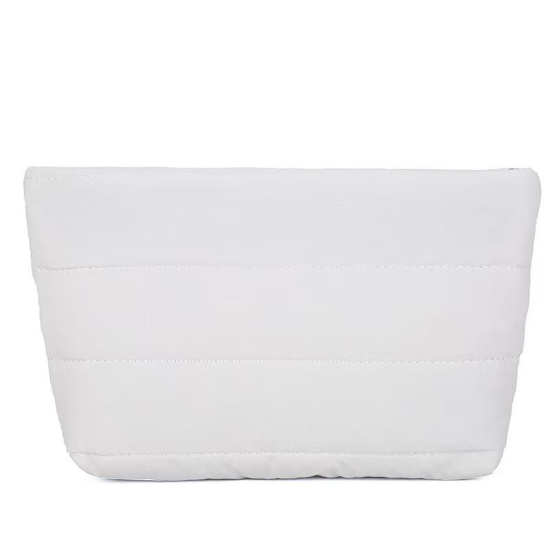 Women & Girls Fashion Puff Quilted Zipper Cosmetic Bag Soft Polyester Portable for Makeup & for Storage