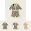 Childrens Striped Knit Threepiece Set With Long Sleeve Pants For Toddler Girls