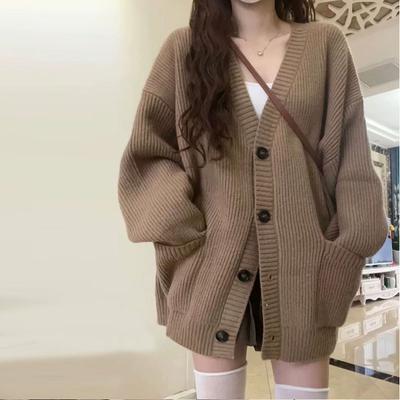 Cardigan Sweater Female  2023 V-neck Single Breasted Sweater Cardigan Women Coat Spring and Autumn Korean Loose Knitted Sweater