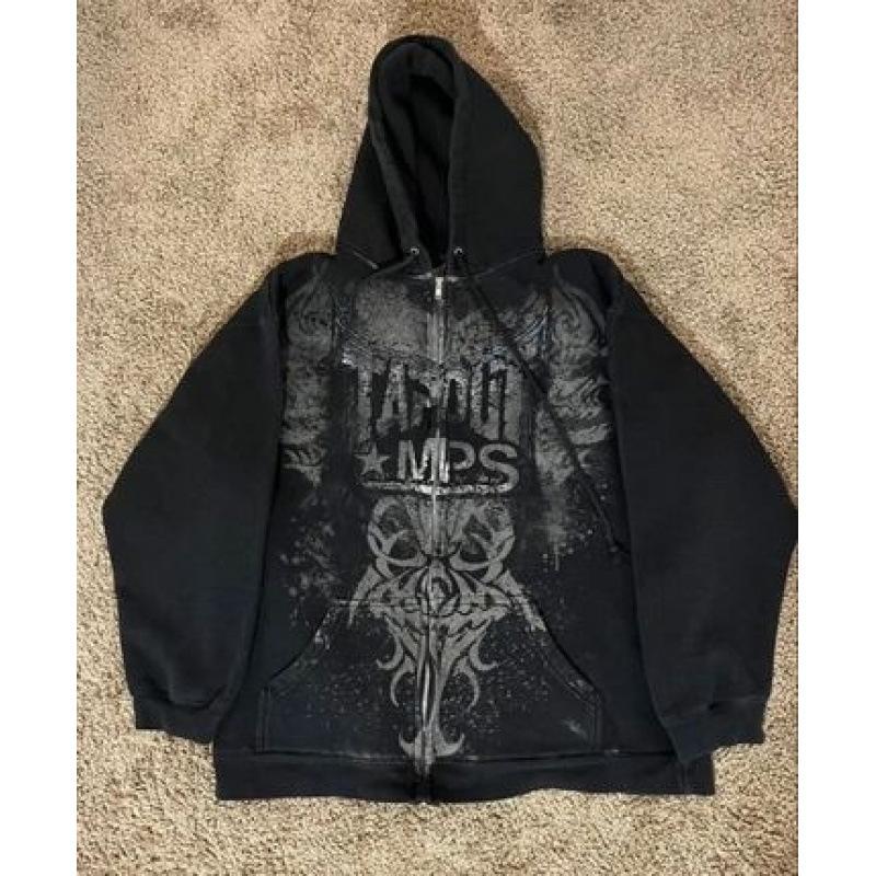 Vintage Frühling und Herbst Ästhetik 3D Gedruckter Gothic Mode Reißverschluss Hoodie Hip Hop Sportbekleidung Lässiger Pullover