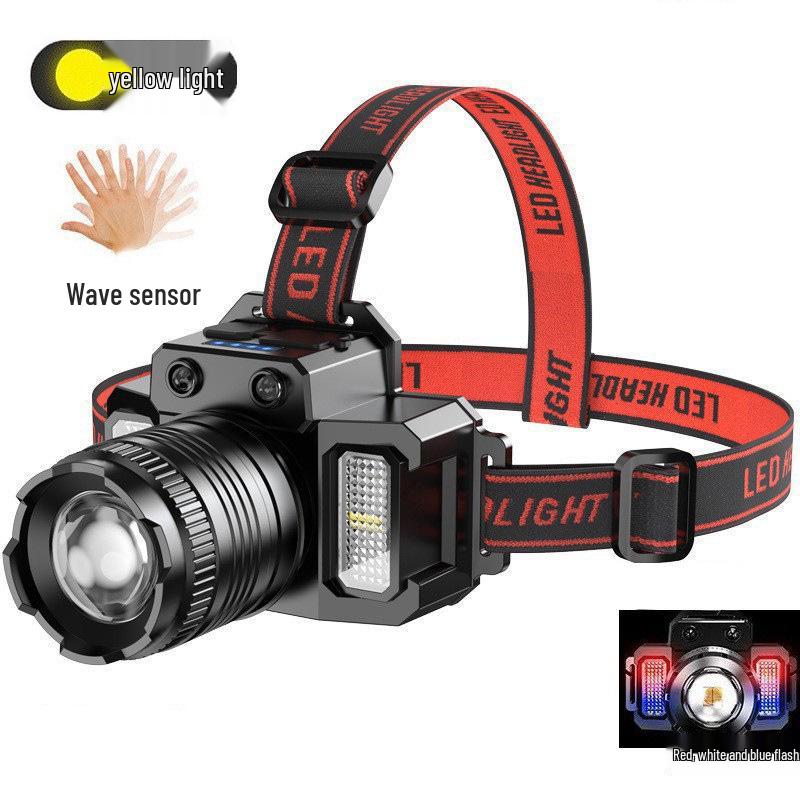 Cross-Border LED Headlamp: Long-Lasting, Rotatable Zoom, Multifunctional for Outdoor Fishing & Emergencies.
