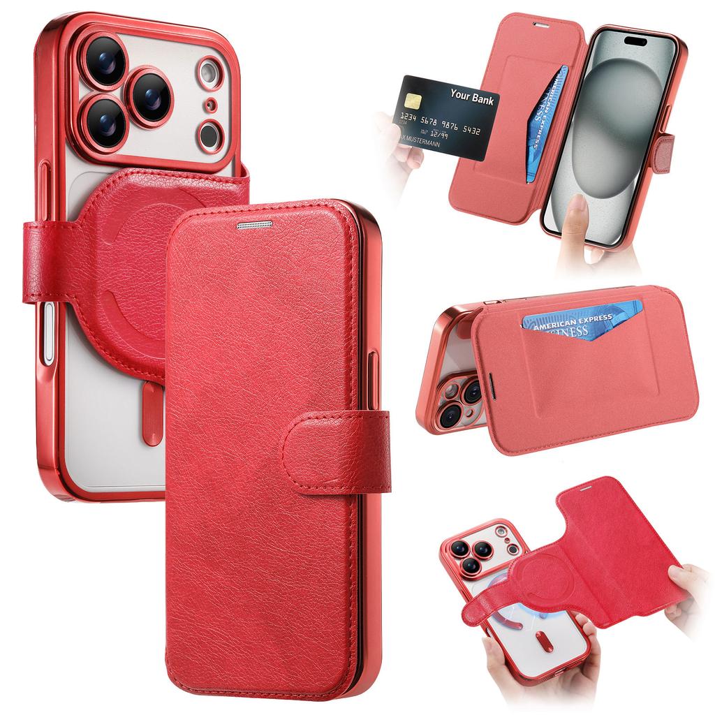 For iPhone 17 Pro Max 5G Luxury Case RFID Leather 360 Protect LENS Detachable 2IN1 Wallet Funda iPhone 17 Pro iPhone17 Air Cover