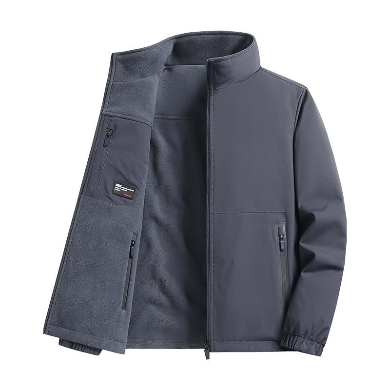 Double-sided jacket men's fleece autumn and winter fleece jacket outdoor mountaineering sports casual stand-up collar fleece top