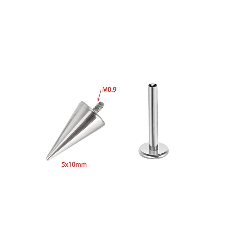 F-136 Titanium Internal Thread Lip and Ear Studs - Cone Shape Devil Piercing Jewelry