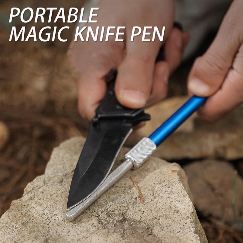 Knife Sharpener For Fishhook Knife Pen Shape Diamond Plated Carbon Steel Grindstone Outdoor Tool Knife Sharpener Multi Purpose