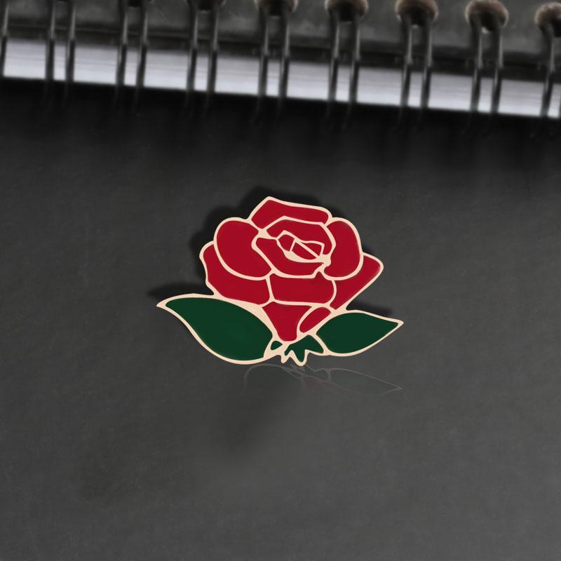 Pretty Flower Badge Red Black Rose Enamel Pins Metal Fashion Brooches Valentine's Gift For Girlfriend Backpack Lapel Hat Jewelry