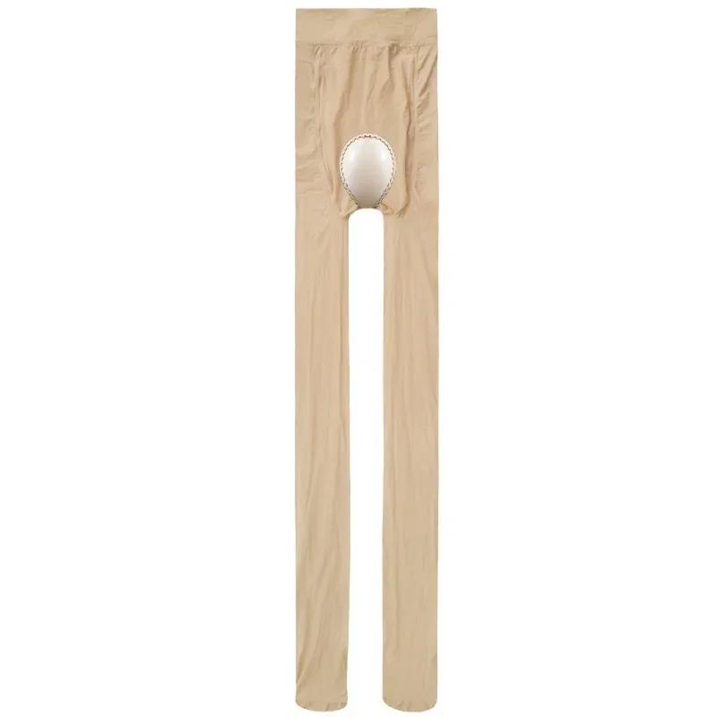 Womens Sexy Stockings Open Crotch Oil Shiny Glossy Pantyhose Seamless High-Density 912 Needle High Elastic Ultra-Thin Sockings