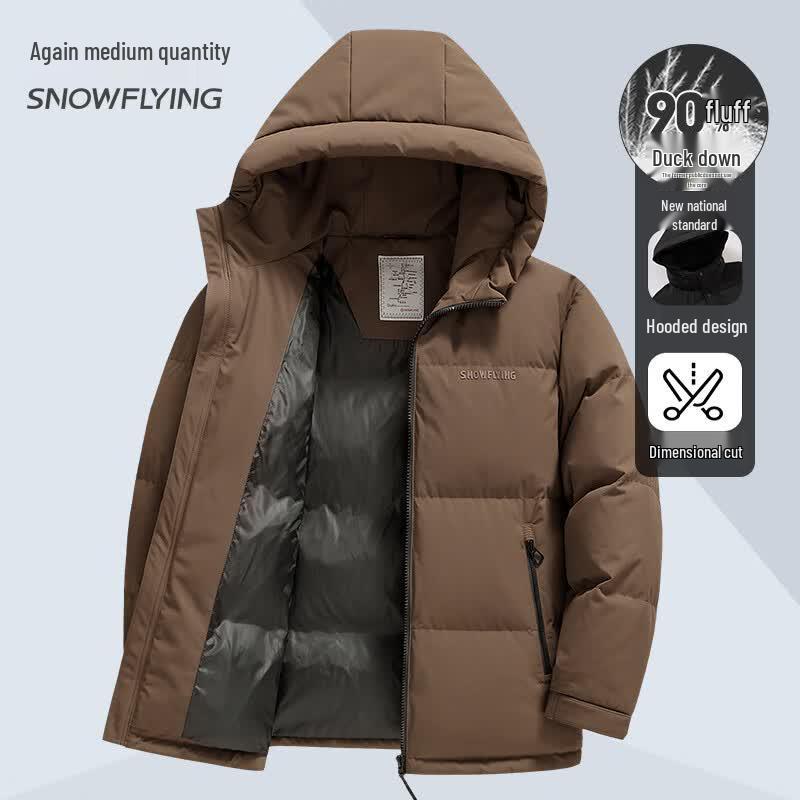 Snow Flying Men s Thick Hooded Down Jacket L