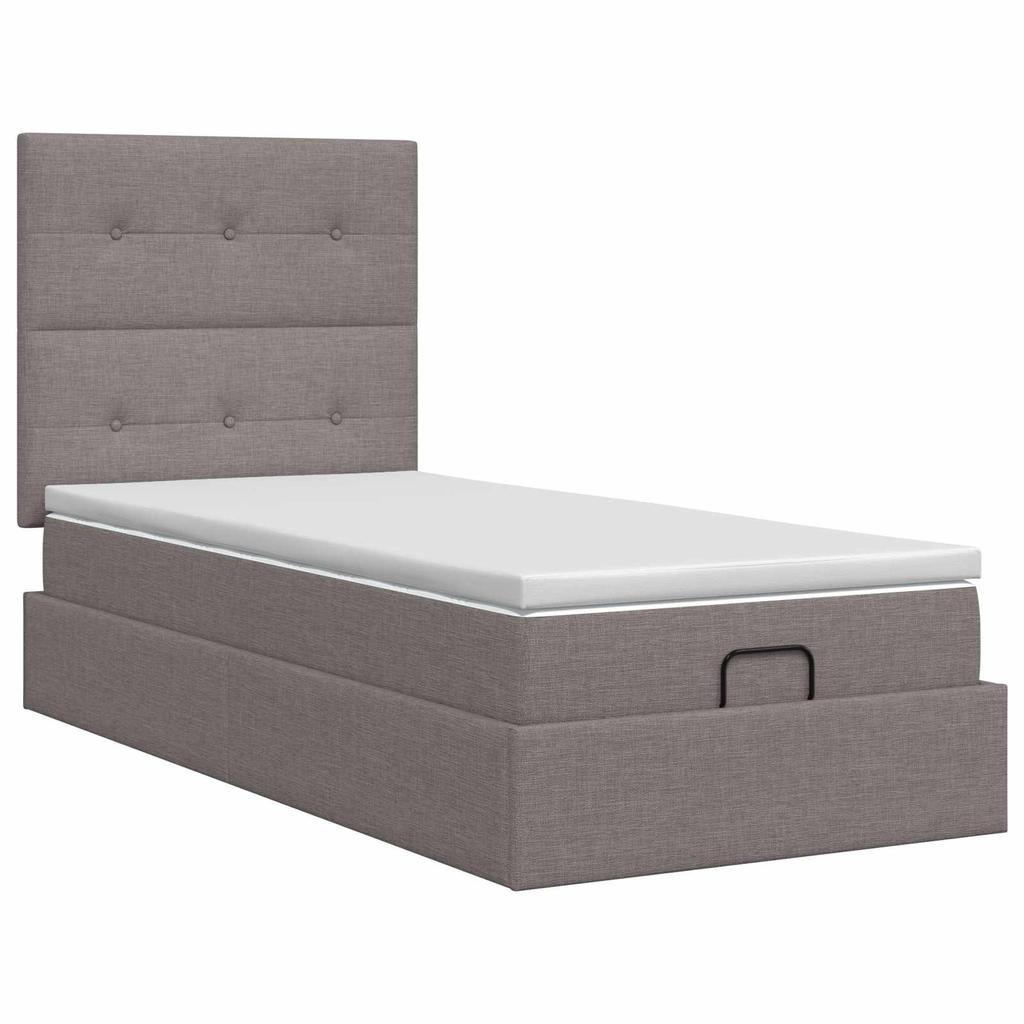 Ottoman Bed with Mattress and Headboard Taupe 100 X 200 Cm Fabric