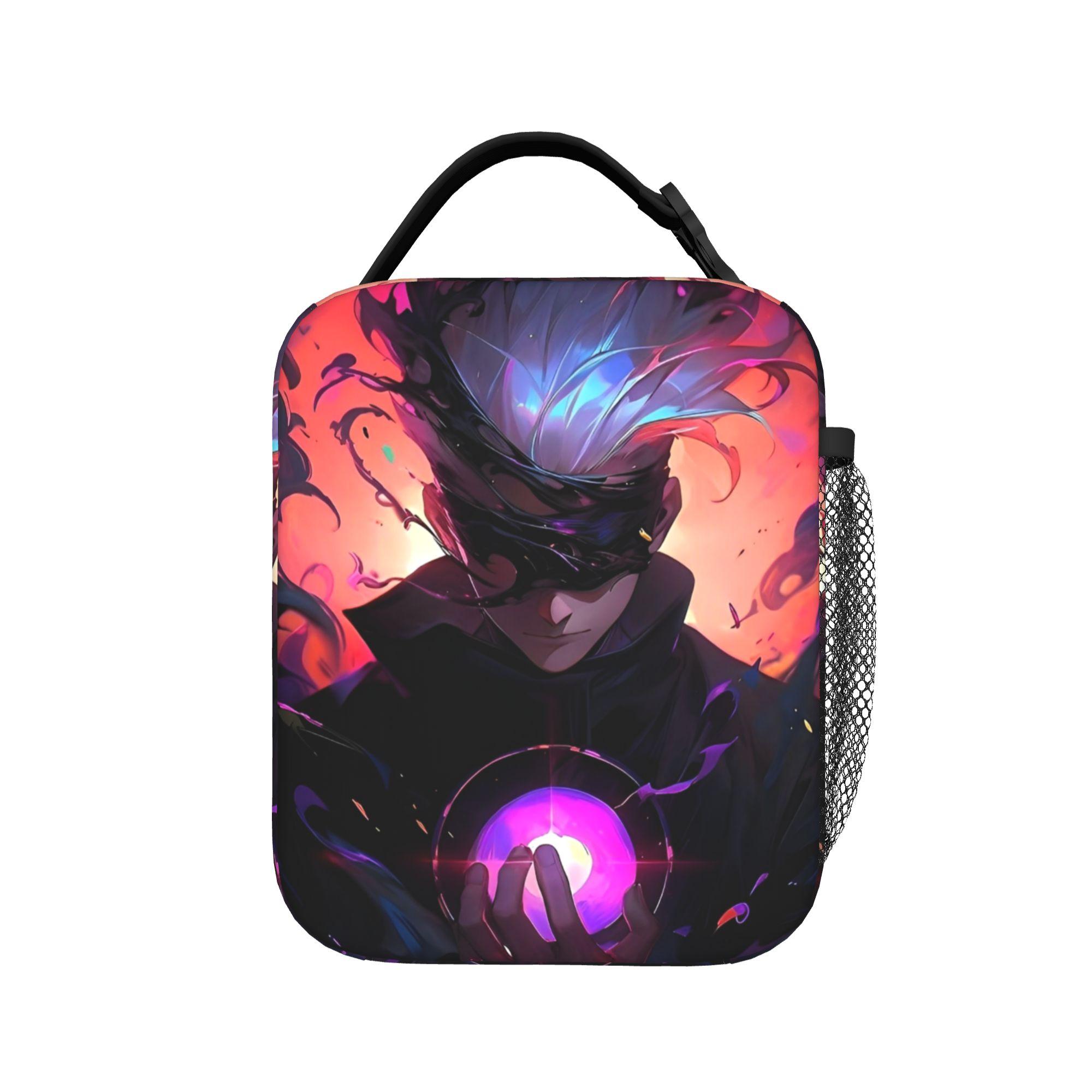 Sac à lunch isotherme pour anime Grand Sac thermique réutilisable Anime Jujutsu Kaisen Boîte à lunch Sac fourre-tout Sacs de rangement pour aliments One Size