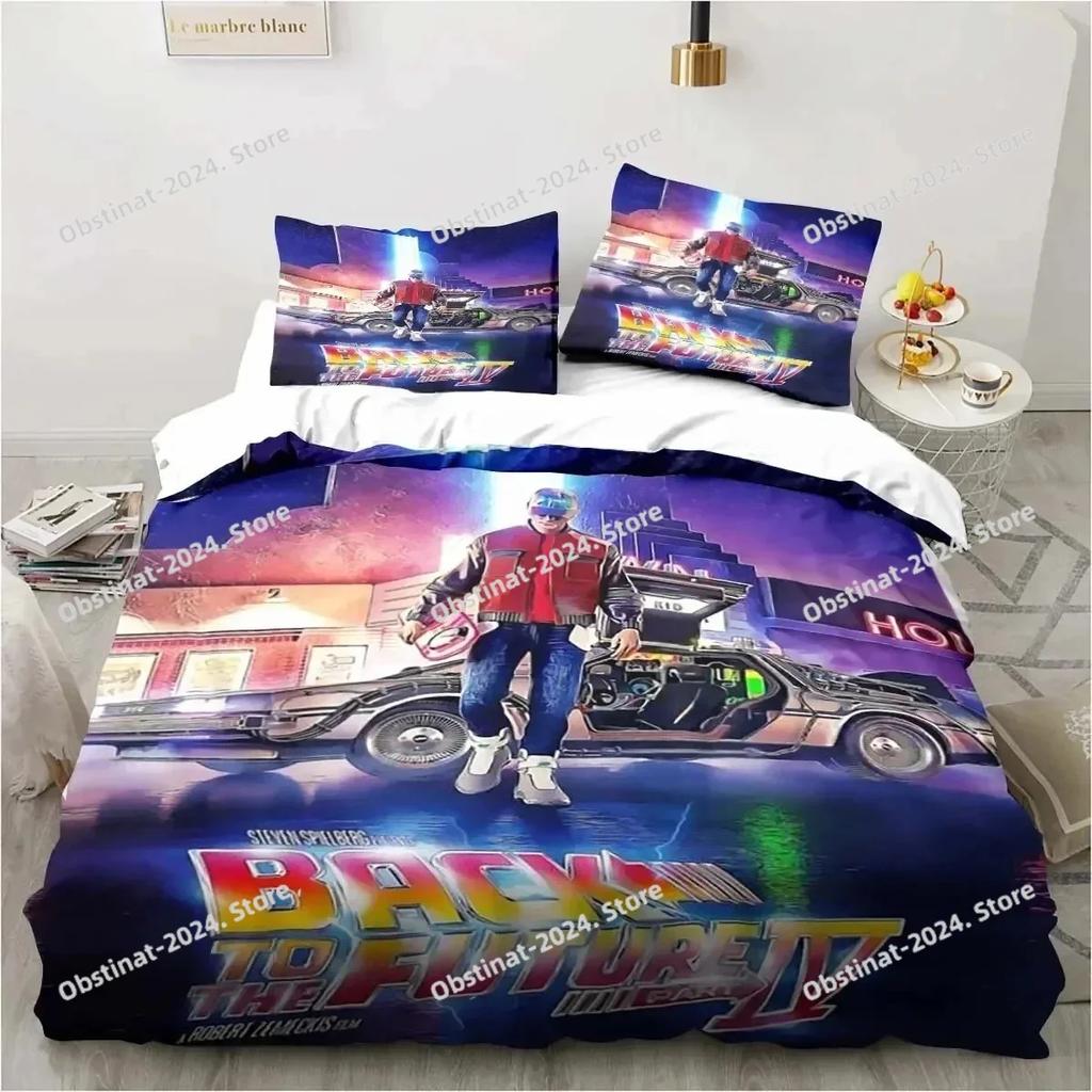 Back To The Future Clasic Movie Retro Beding Set Printed With Pilowcase Soft Duvet Cover Soft Single Double Quen Super King-Sized Dimensionsd