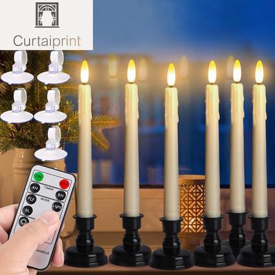 Candele a LED affusolate tremolanti senza fiamma con portacandele e ventosa, candele da tavolo, Natale, Capodanno, candela decorativa per la casa