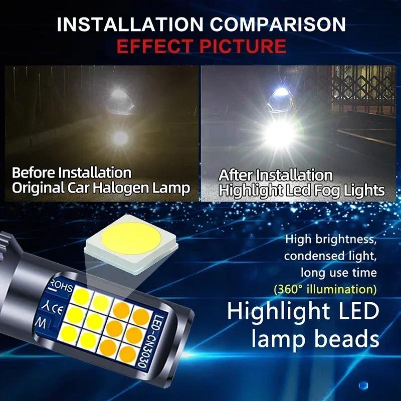 2Pcs 9005 9006 LED Headlight H11 H8 H9 H10 H1 H3 Car Fog Light Bulbs DRL H4 H7 Auto Driving Running Lamps 6000K 8000LM 80W 12V