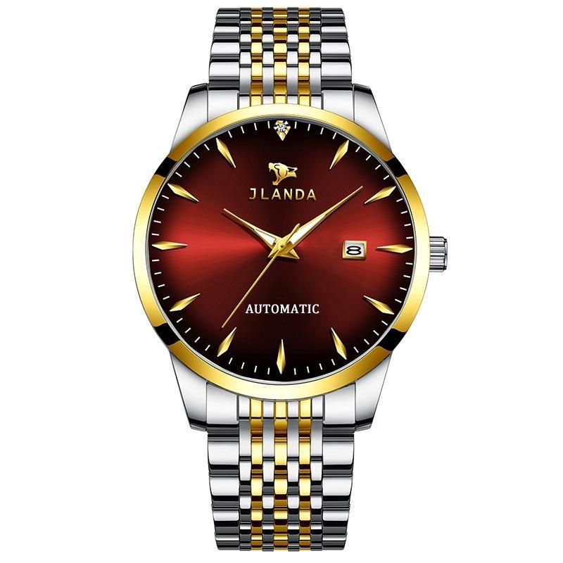 Automatic Self-Wind Men's Watch Luxury Business Dress Watches with Date Display Steel Bracelet Waterproof Luminous Hands