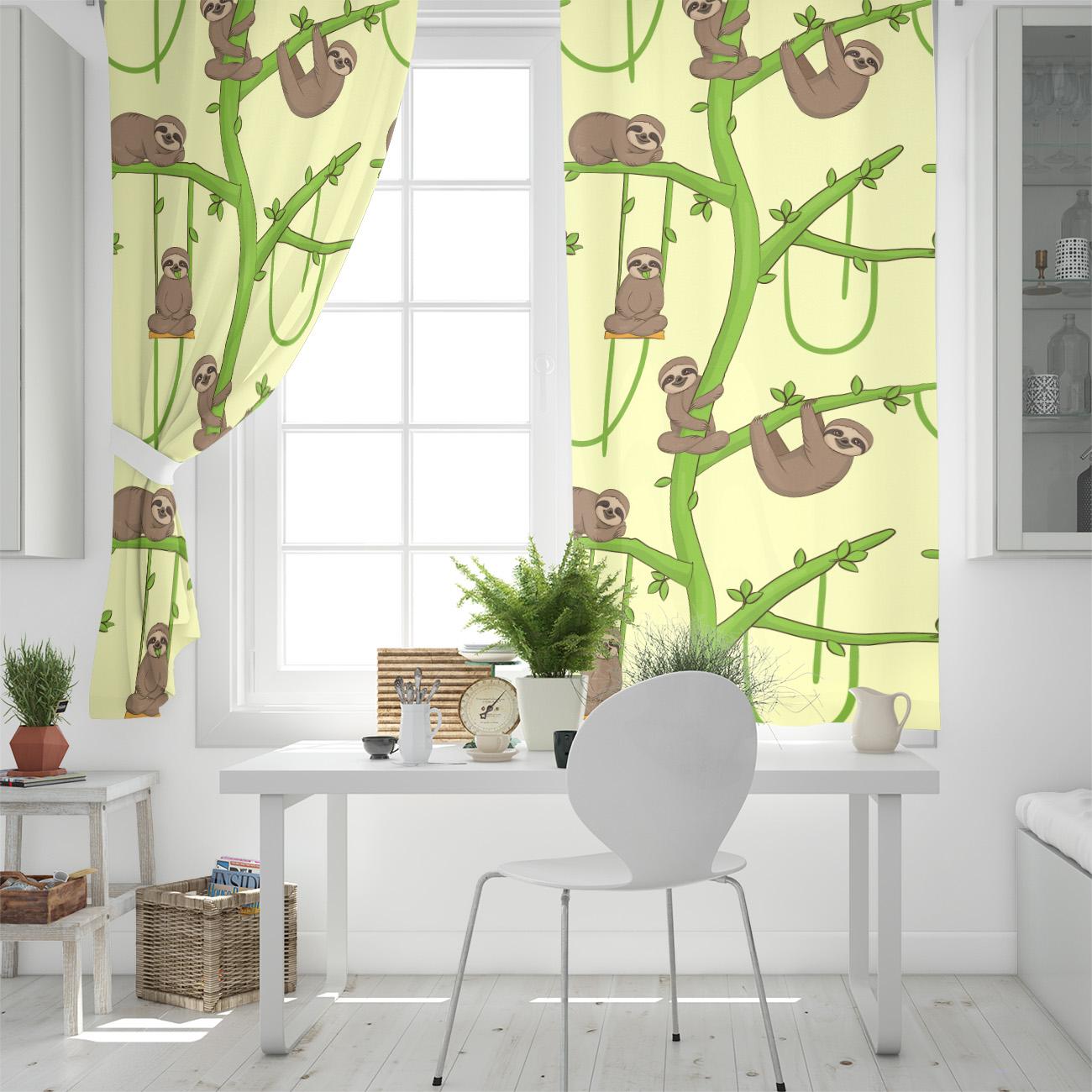 Тонкий лори Ленивец Животные Оконные Шторы Шторы для Гостиной Декоративные Элементы — фото 4