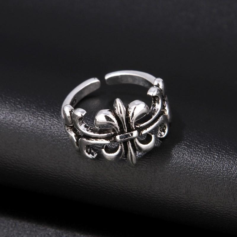 Vintage Silver Big East Gate Cross Ring Female Croix Punk Trend Men'S And Women'S Open Index Finger Ring