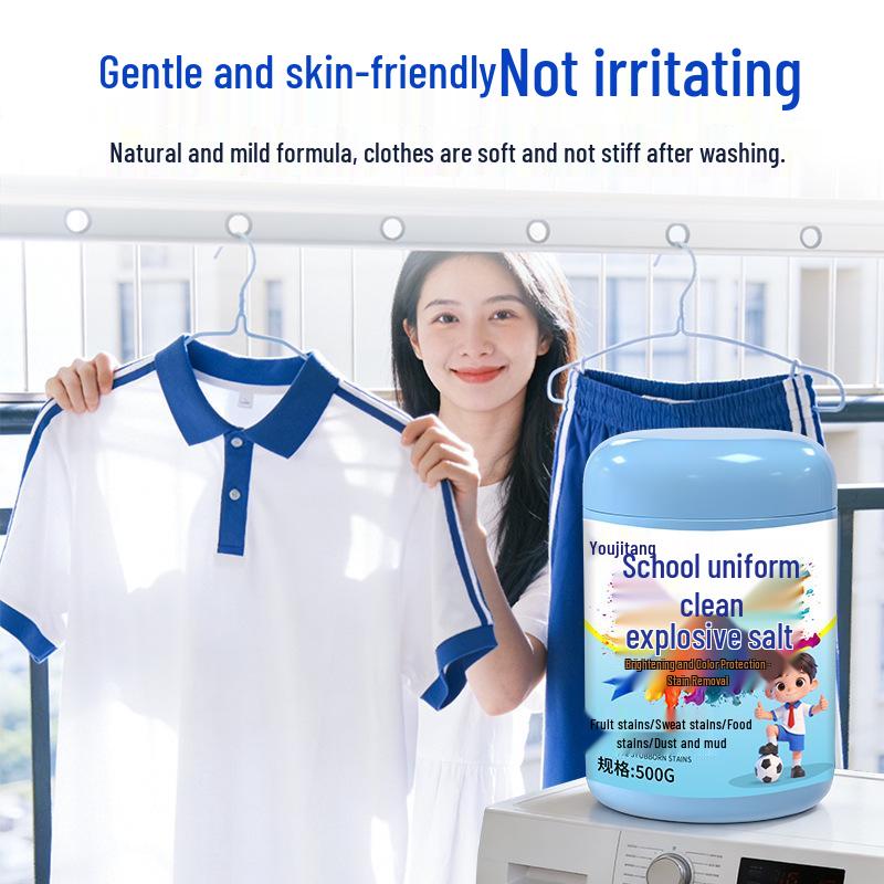 School Uniform Stain Removal Detergent: Powerful De-Yellowing & Whitening Formula for Washing Machines