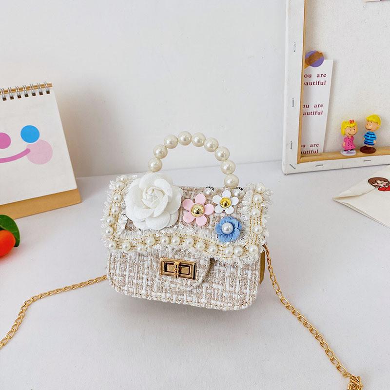 Handbag Shoulder Pearl Bag With Lightweight Pu Material Chain Bag For Kids