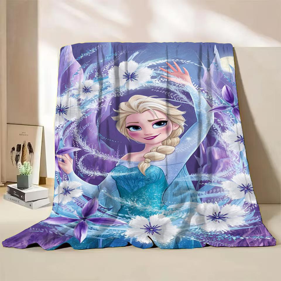 Disney Frozen Elsa Princess Childrens Adult Soft Flannel Blanket Fluffy Baby Plush for Bedroom Travel Office Cover Warm Blankets