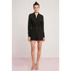 Rhea Women's Knitting Crepe Interlok Drape Detailed Shirt Collar Buttoned Mini Size Black Dress