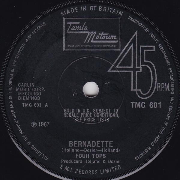 

7inch Record FOUR TOPS - Bernadette TMG601 Tamla Motown 1967 UK Soul/Funk Used
