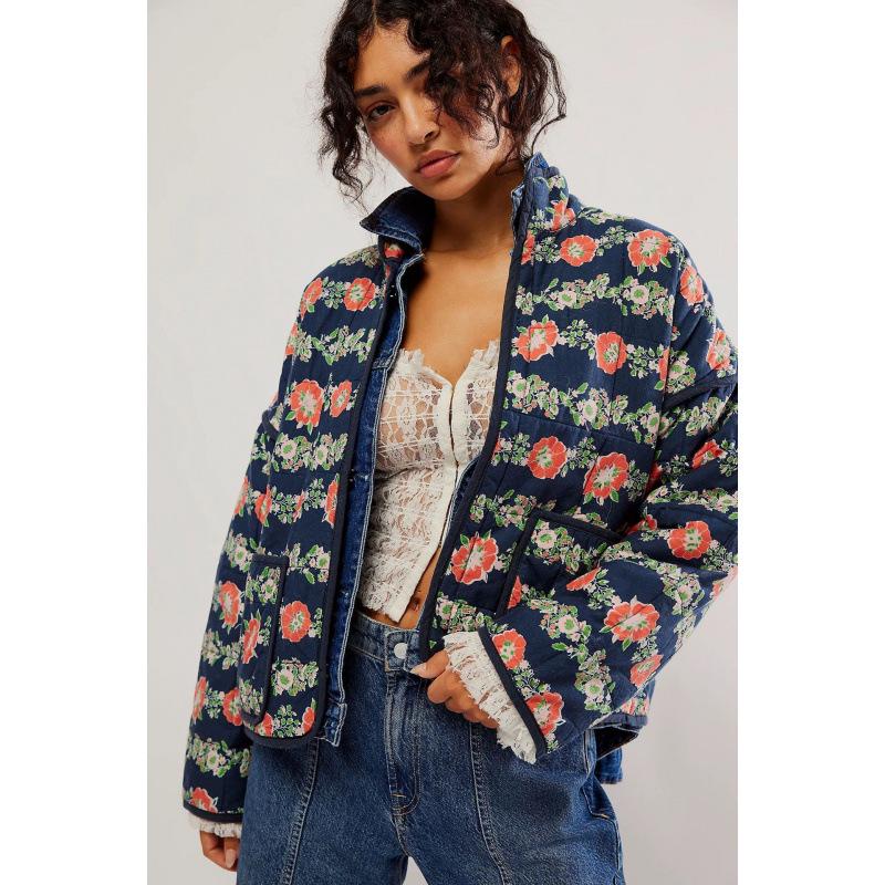 Giacca Cappotto da Donna Stampata in Cotone Autunno/Inverno 2025, Monocolore, Taglia Unica
