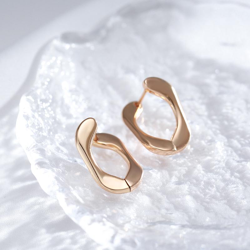 Modische Glänzende Damen Ohrhänger Roségold Farbe Minimalistische Geometrische Ohrringe Hohe Qualität Tägliches Feinschmuckstück