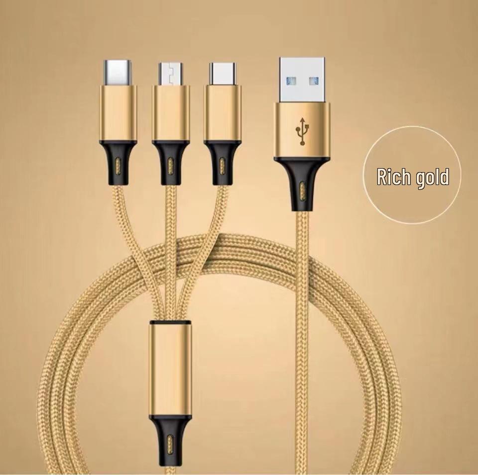 Woven 4-in-1 Fast Charging Data Cable for Huawei, Android, Apple, and Type C Devices