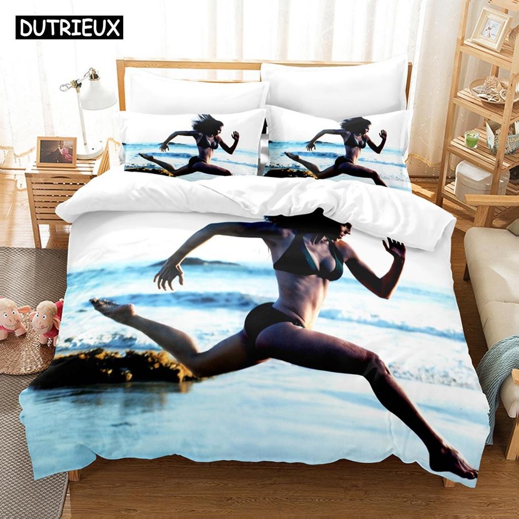 3D Printed Summer Bedding Sexy Bikini Women Bedding Set Down Quilt Cover with Pillowcase Double SIngle KingGift