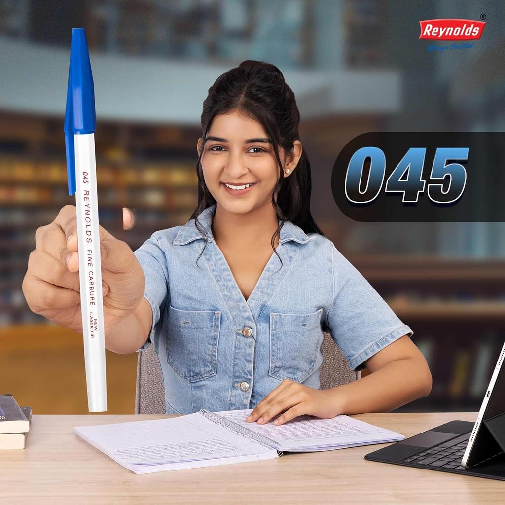 Reynolds 045 Blue Ball Pen Refills Set 1 Pack of 1 x  20 PENS Refill for Smooth Writing at Home, Office & School