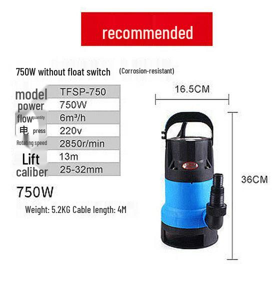 Pompă submersibilă silențioasă compactă, rezistentă la acizi și alcali, rezistentă la coroziune, cu înălțime mare de pompare și aspirație inferioară