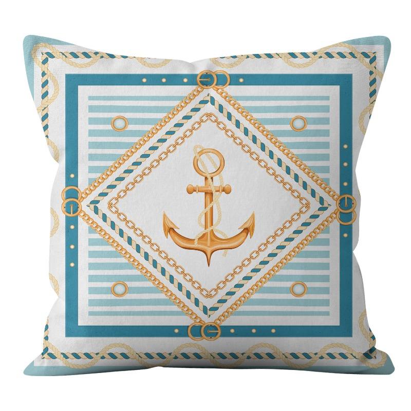 Home Ocean Blue Digital Printed Sofa Pillow Line Cushion Waist Pillow Cover Premium Durable Quality Useful Practical
