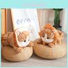 Adorable Cartoon Cat Plush Toy With Lion Headgear For Kids Birthday Gift