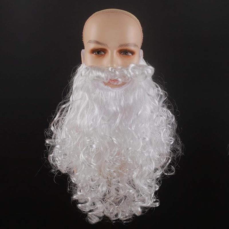 Christmas Dress-Up Props, 40cm Long Beard ,Velvet Hat, Velvet Storage Bag, Santa Claus Cosplay Costume, Party Props Decorations