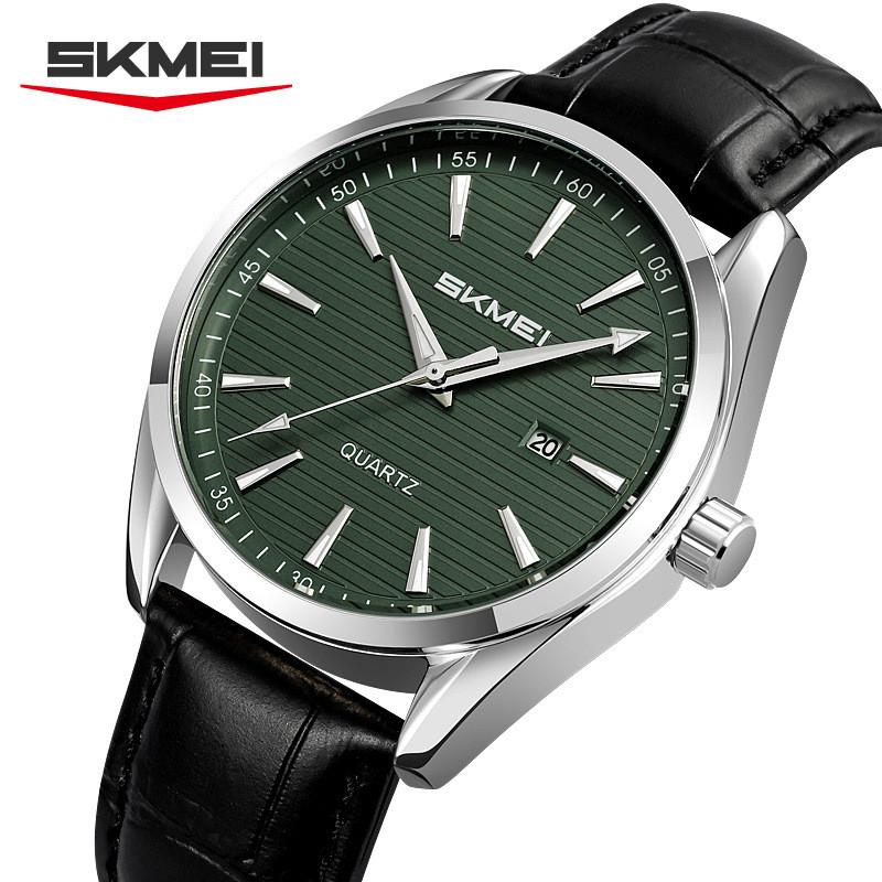 Mens Business Wristwatch With Leather Band And Waterproof Quartz Movement For Professional Adults