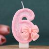 Pink Bow Number Birthday Candle Cake Decoration 1st Year Handmade Birthday Candle 0-9