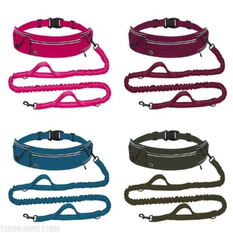 Waist Dog Hands Collars Harnesses Leads Free Dogs Leash Waist Running Leash Zipper Walking Pouch Reflective Dual Padded Handles