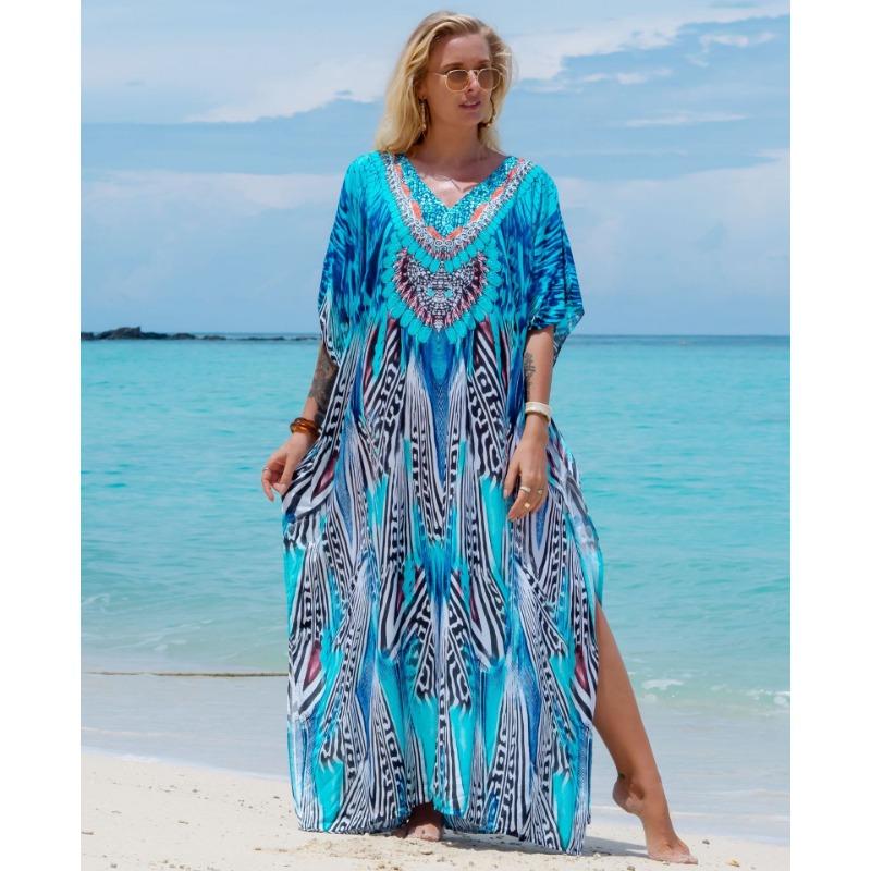 Damska Moda Lato Wiosna Panterka Rękawy 1/2 Dekolt V Luźna Talia Sukienki Casualowe